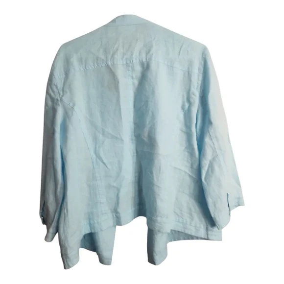 Chicos 100% Linen Moto Zip Front Moto Preppy Office Business Casual Jacket L - Picture 3 of 6